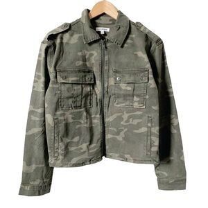Good American NWT Camo Print Soft Stretch Short Military Jacket Army Green Sz XS